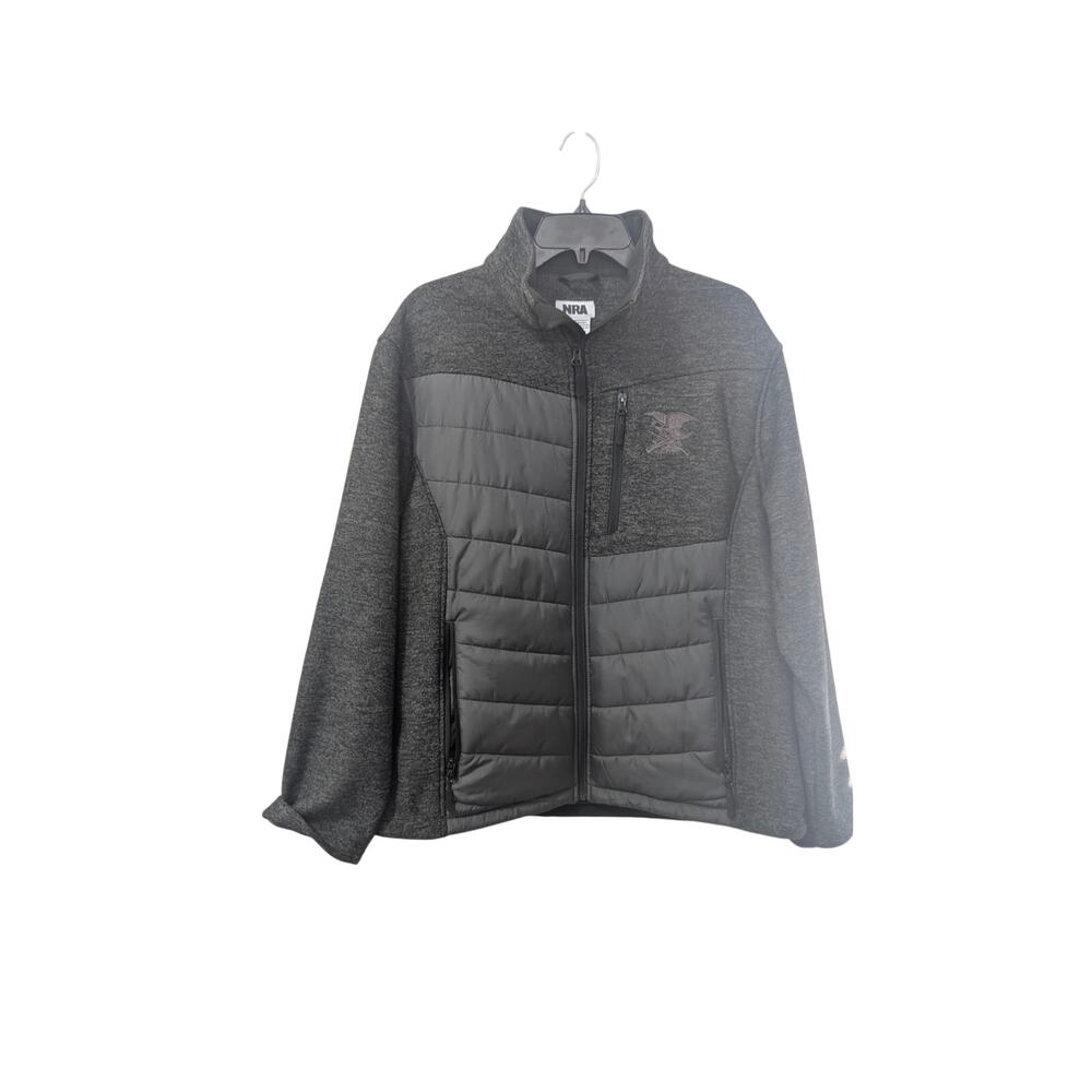 NRA Full-Zip Fleece Jacket Size Medium Gray & Dark Gray